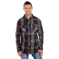 Men's Long-Sleeve Plaid Pattern Woven Shirt