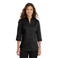 Port Authority Women's 3/4-Sleeve SuperPro Twill Shirt.