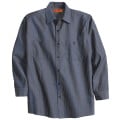 Red Kap Long Sleeve Striped Industrial Work Shirt.