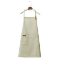 14 oz. Canvas Kitchen Apron w/ Leather accent & 2 pockets