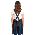 Cotton Denim Kitchen Aprons w/ Cross Strap & 3 pockets