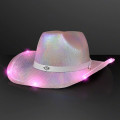 Light Up Iridescent Cowgirl Hat with White Band