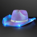 Light Up Iridescent Cowgirl Hat with White Band