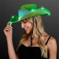 Light Up Iridescent Cowgirl Hat with White Band
