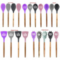 Silicone Cooking Or Serving Utensil With Wooden Handle