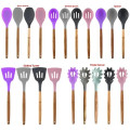 Silicone Cooking Or Serving Utensil With Wooden Handle