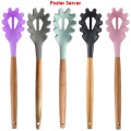 Silicone Cooking Or Serving Utensil With Wooden Handle