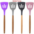 Silicone Cooking Or Serving Utensil With Wooden Handle