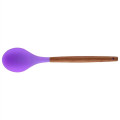 Silicone Cooking Or Serving Utensil With Wooden Handle