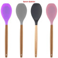 Silicone Cooking Or Serving Utensil With Wooden Handle