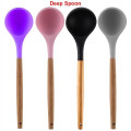 Silicone Cooking Or Serving Utensil With Wooden Handle
