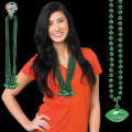 Green Beaded Necklace with Football Pendant