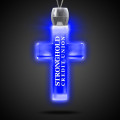 Cross Blue Light-Up Acrylic Pendant Necklace