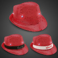 Red Sequin LED Fedora-Imprintable Bands Available