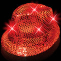 Red Sequin LED Fedora-Imprintable Bands Available