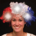 Red White & Blue Light Up LED Spirit Costume Wig