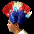 Red White & Blue Light Up LED Mohawk Costume Wig