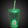 Green Light Up Travel Cup with Custom Printed Insert