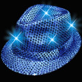 Blue Sequin LED Fedora with Imprinted Band