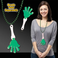 Green & White Hand Clapper with attached j-hook medallion