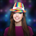 Rainbow Sequin LED Fedora with Imprinted Band