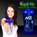 Blue Light Up Travel Cup with Lid and Straw