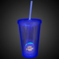 Blue Light Up Travel Cup with Custom Printed Insert