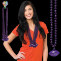 Purple Beaded Necklace with Football Pendant