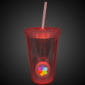 Red Light Up Travel Cup with Custom Printed Insert