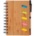 4.75" x 6" Bamboo Notebook with Pen & Sticky Notes