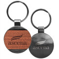 Newcastle Gunmetal & Wood Round Key Chain