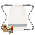 Lil' Bit Reflective Coloring Drawstring Bag With Crayons