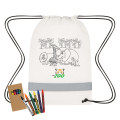 Lil' Bit Reflective Coloring Drawstring Bag With Crayons