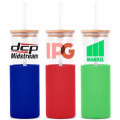 18oz. Glass Tumbler with Bamboo Lid, Straw & Silicone Sleeve
