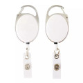 Both Side Plain Oval Carabiner Retractable Badge Reel