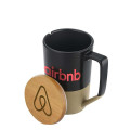 15 oz. Two-Tone Ceramic Mug w/Wood Lid