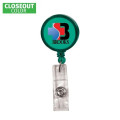 Round Retractable Badge Holder w/ Alligator Clip, Full Color