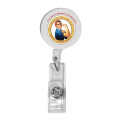 Round Retractable Badge Holder w/ Alligator Clip, Full Color