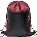 Front Zipper Drawstring Backpack w/ Side Mesh Pocket 14"x18"