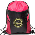 Front Zipper Drawstring Backpack w/ Side Mesh Pocket 14"x18"