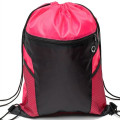 Front Zipper Drawstring Backpack w/ Side Mesh Pocket 14"x18"