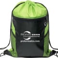 Front Zipper Drawstring Backpack w/ Side Mesh Pocket 14"x18"