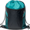 Front Zipper Drawstring Backpack w/ Side Mesh Pocket 14"x18"
