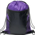 Front Zipper Drawstring Backpack w/ Side Mesh Pocket 14"x18"