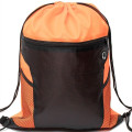 Front Zipper Drawstring Backpack w/ Side Mesh Pocket 14"x18"
