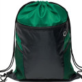Front Zipper Drawstring Backpack w/ Side Mesh Pocket 14"x18"