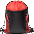 Front Zipper Drawstring Backpack w/ Side Mesh Pocket 14"x18"