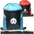 Front Zipper Drawstring Backpack w/ Side Mesh Pocket 14"x18"