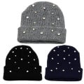 Knitted Winter Hats Cotton Luxury Rhinestone Beanie