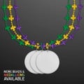 Fleur de Lis Beads for Mardi Gras with White Medallion